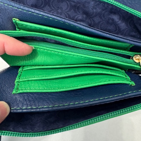 Charming Charlie Turn-Lock Crossbody / Wristlet Blue and Green Colorblock - Picture 5 of 13